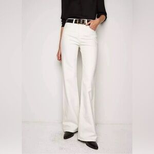 NILI LOTAN CELIA MID RISE FLARE LEG JEANS CREAM WASH SIZE 24